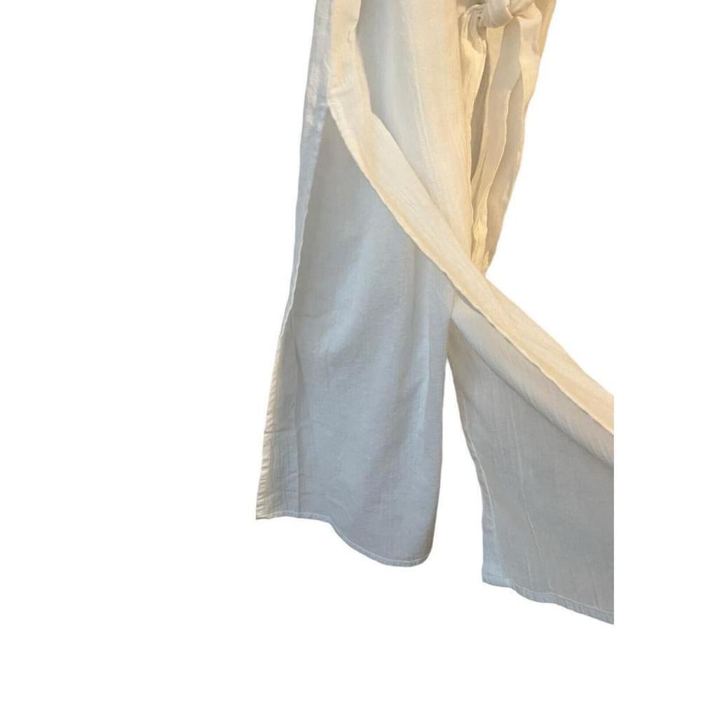 Becca White Maxi Button Up Waist Tie Cover Up Large - Picture 6 of 15